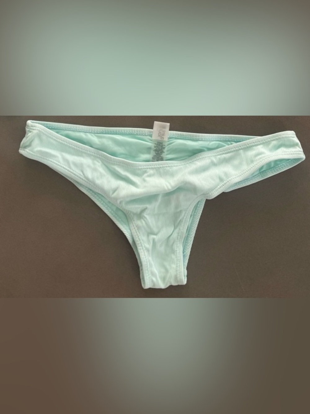 Light Blue Bikini Bottom Medium Ribbed Cheeky Swim